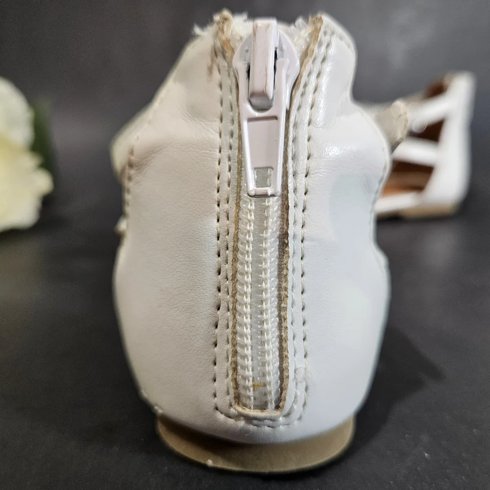 Girls White Flower Flat Sandals - Picture 3 of 12